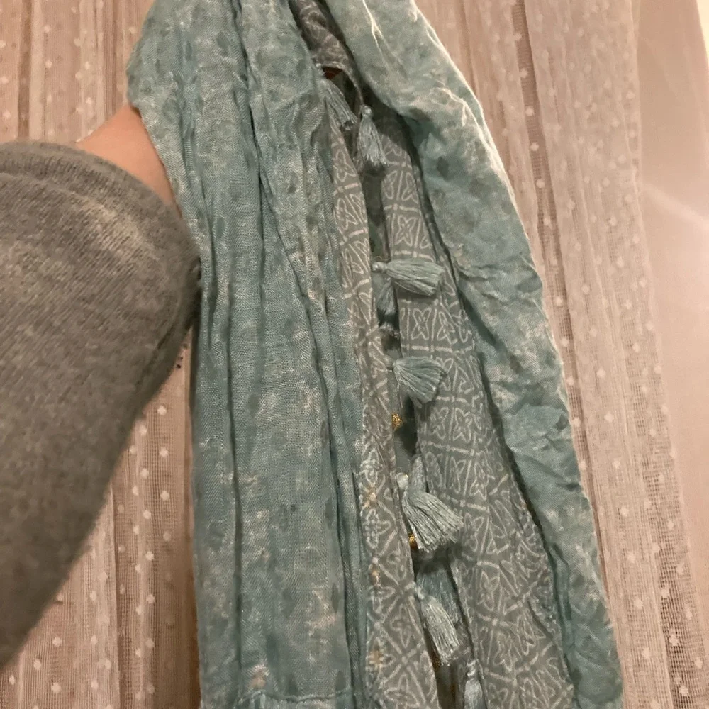 Anthropologie Teal Geometric Scarf NWT - Picture 6 of 7